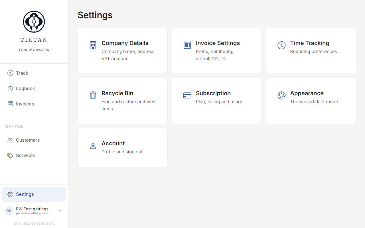 Navigating to Settings page