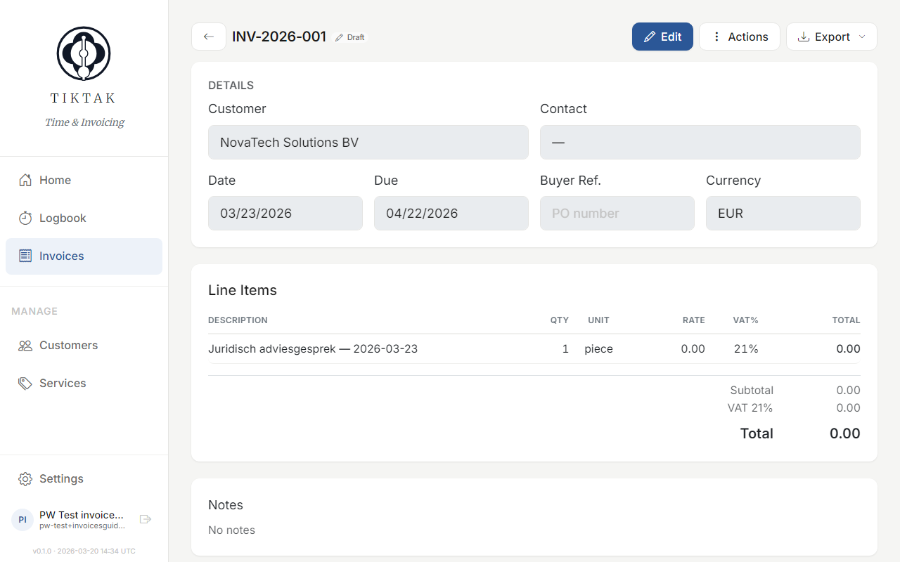 Exporting invoice as PDF